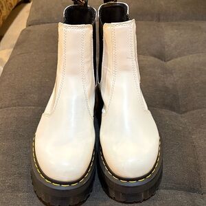 Dr. Martens White Leather Combat Boots Size 8